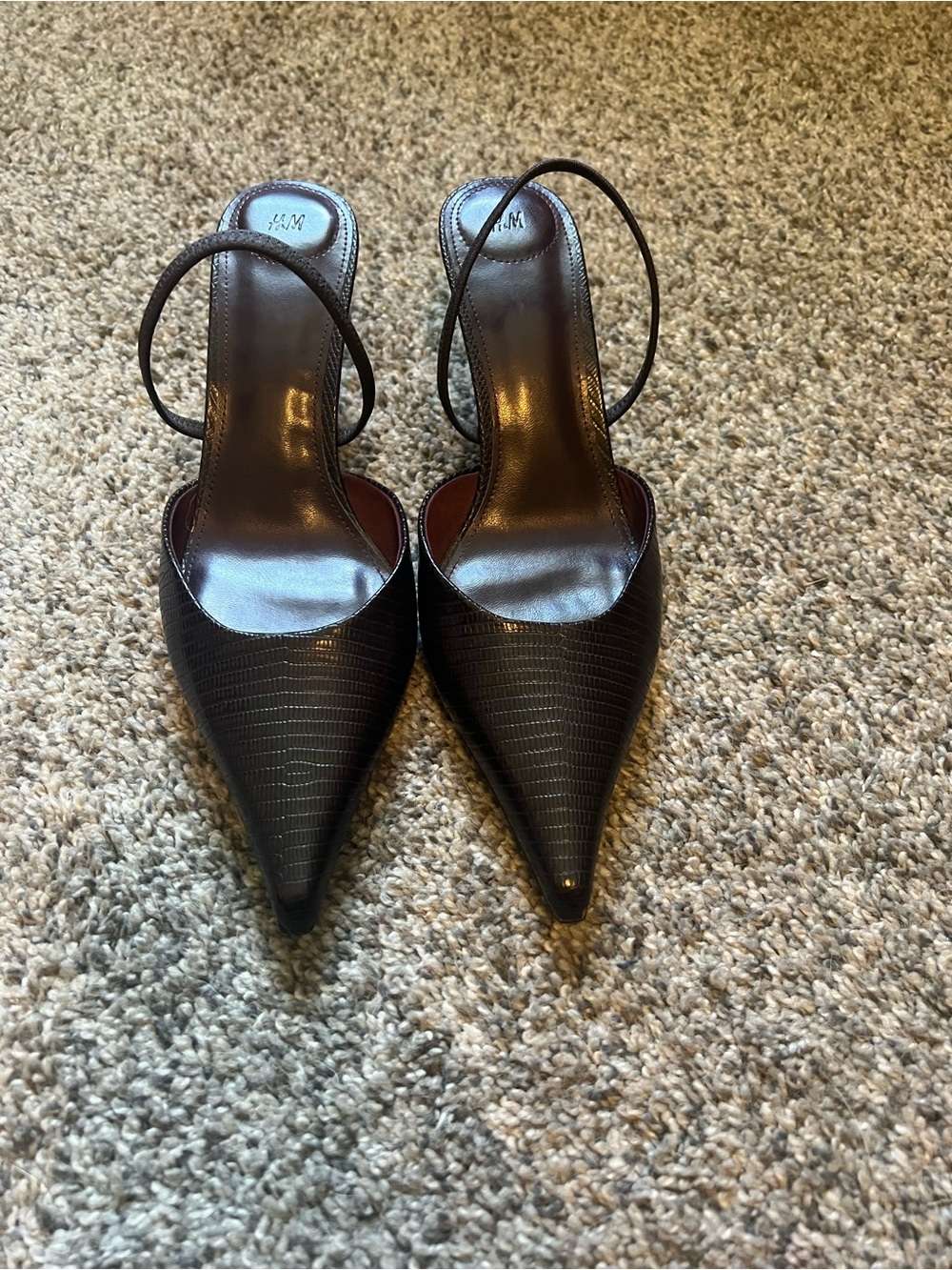 H&M Pointed Slingback Heels in Dark Brown